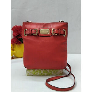 Michael Kors Hamilton Red Leather Zipper Closure Crossbody Bag